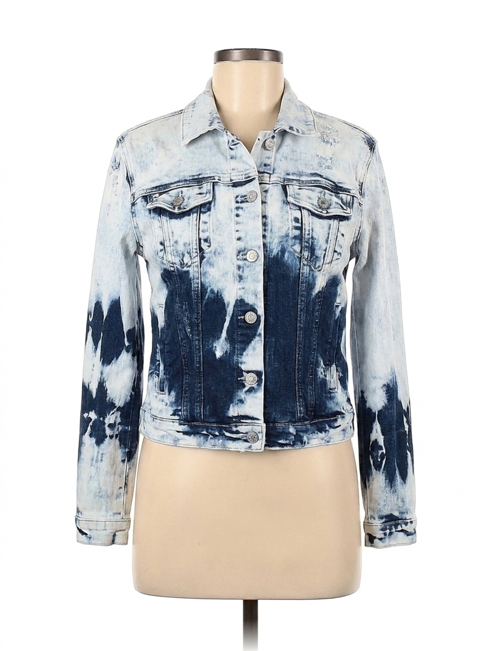 NEW VERVET BY FLYING MONKEY tie dye bleached denim jacket in light blue